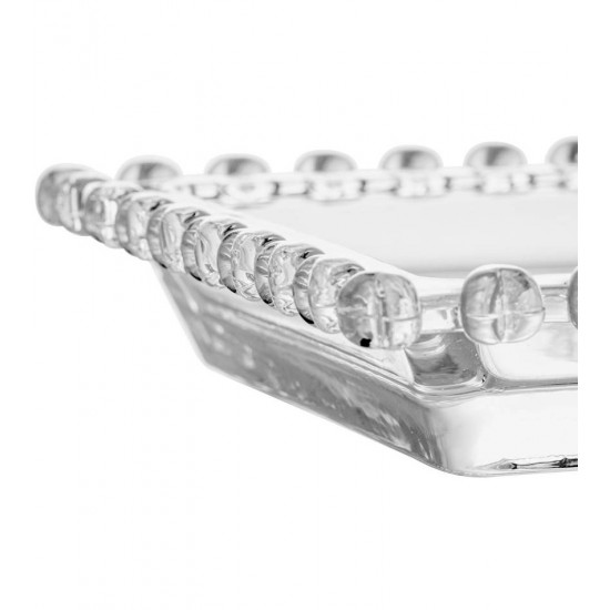 Travessa 29,8x13x2,5cm Retangular De Cristal Ecológico Coração